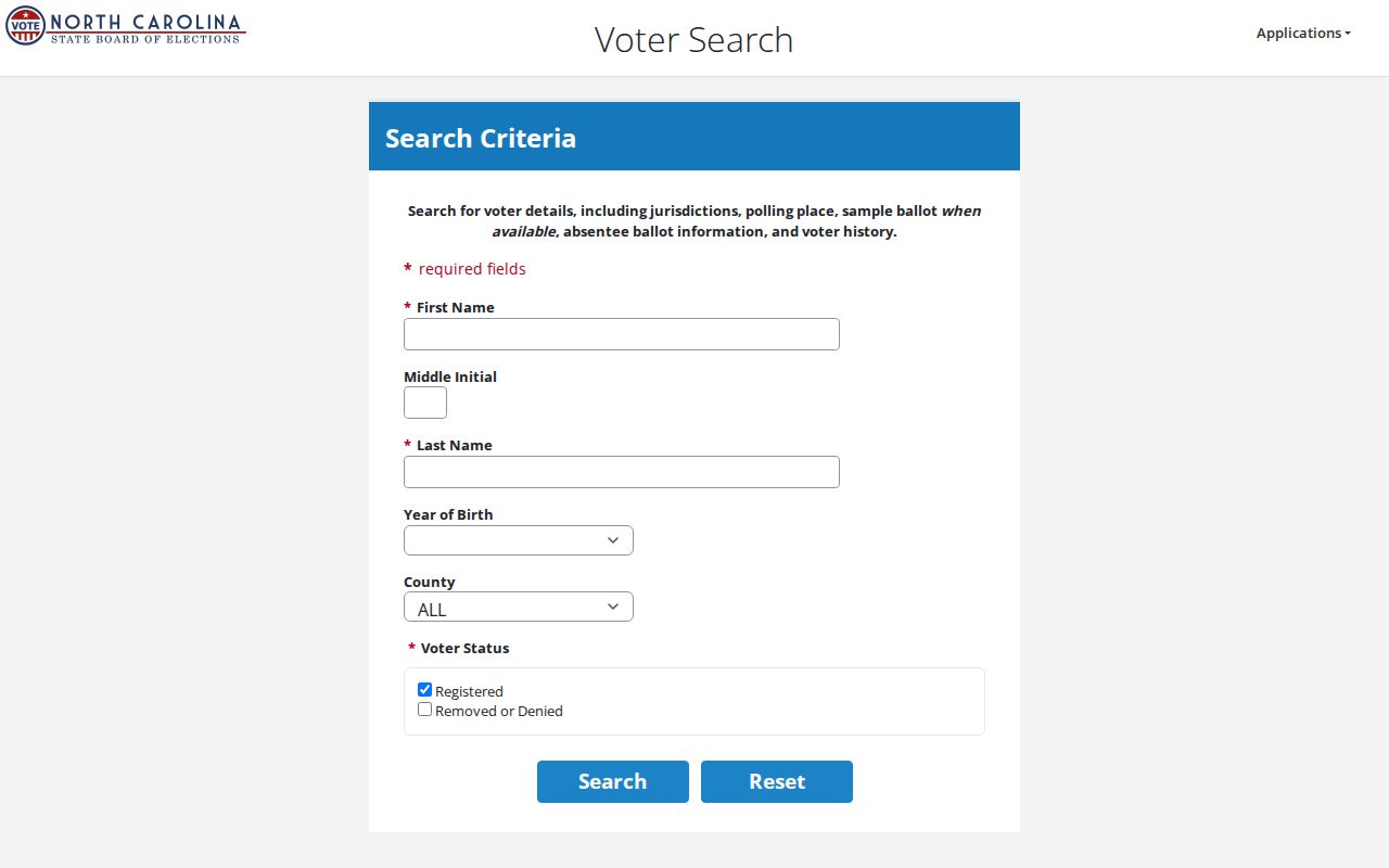 Wilmington people search using North Carolina voter registration records