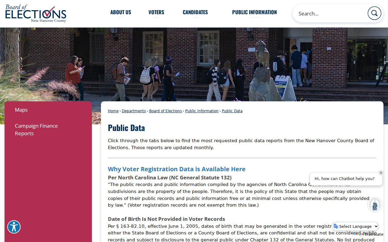 Wilmington voter registration public data from New Hanover County