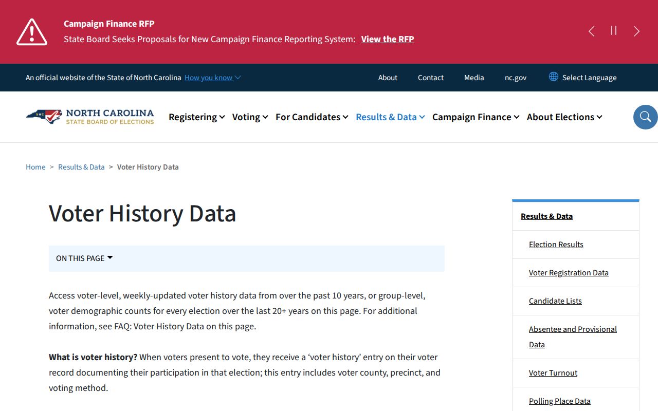 Wilmington voter records history data download page